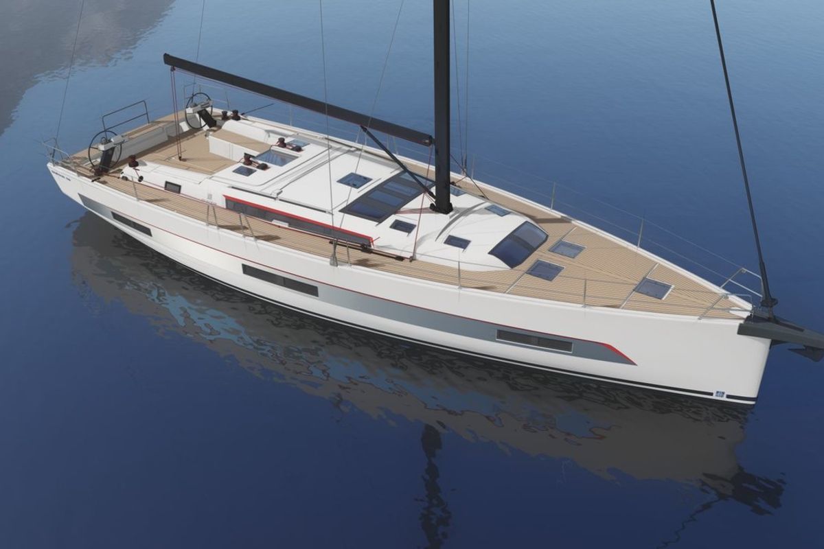 Exterior view of Atua, a Dufour 530 sailboat at Tonnarella, Italy