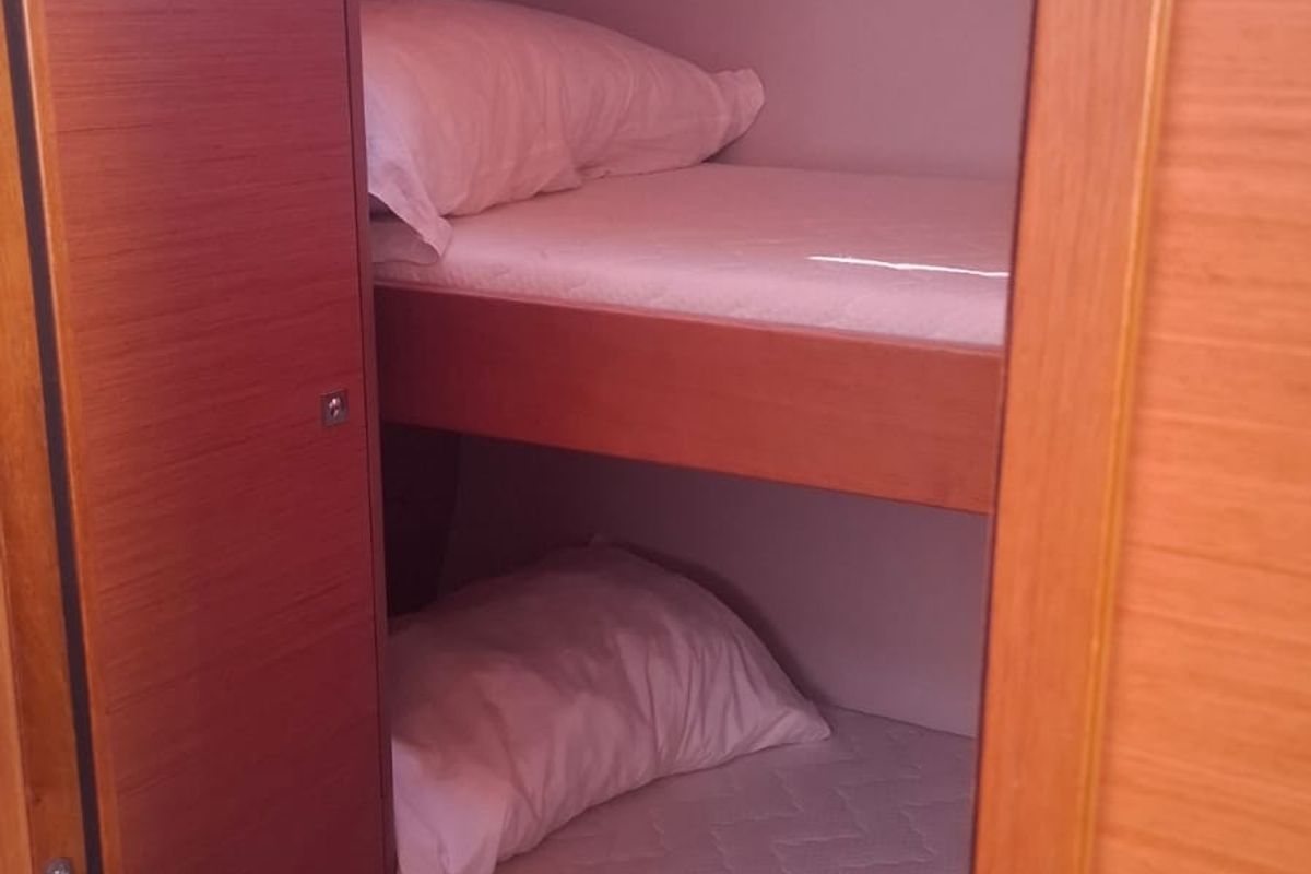 Cabin on Atua, a Dufour 530 sailboat at Tonnarella, Italy