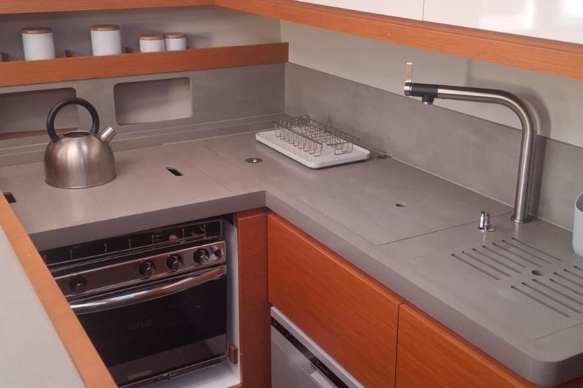 Galley of Atua, a Dufour 530 sailboat at Tonnarella, Italy