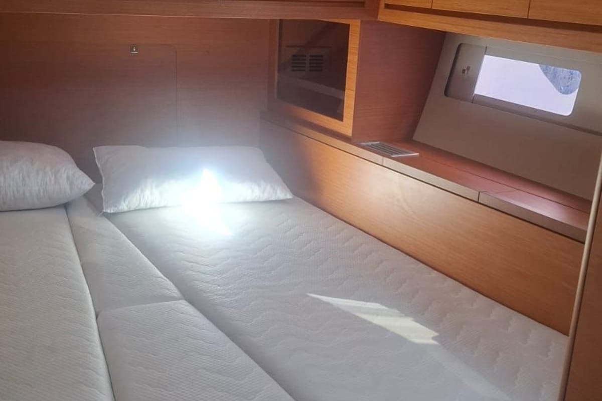 Cabin on Atua, a Dufour 530 sailboat at Tonnarella, Italy