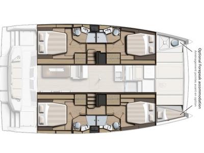 Floor plan of Tiraminelli, a Bali 4.4 catamaran at Palma de Mallorca, Spain