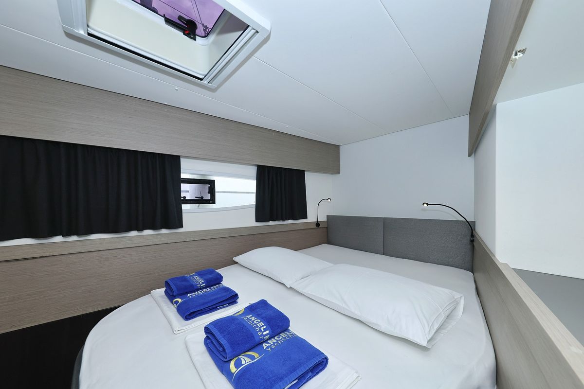 Cabin on Sun Office, a Fountaine Pajot Elba 45 catamaran at Grad Trogir, Croatia