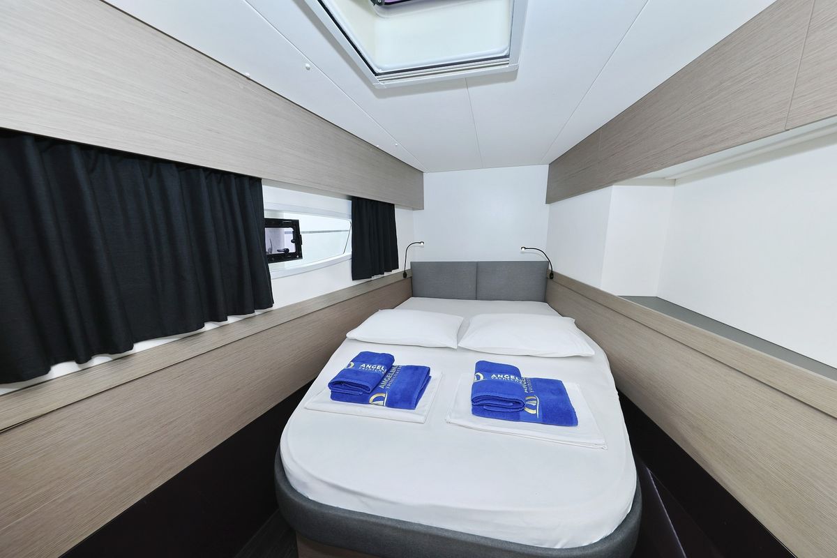 Cabin on Sun Office, a Fountaine Pajot Elba 45 catamaran at Grad Trogir, Croatia