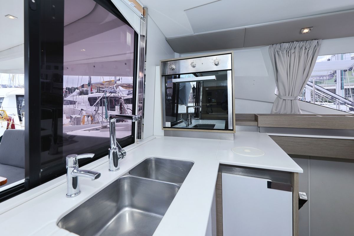 Galley of Sun Office, a Fountaine Pajot Elba 45 catamaran at Grad Trogir, Croatia