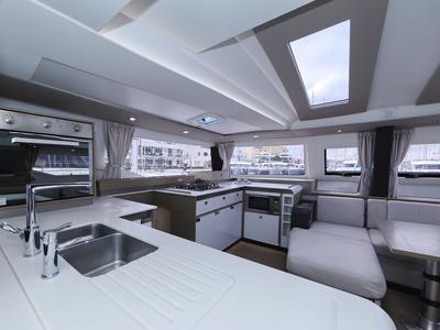 Galley of Sun Office, a Fountaine Pajot Elba 45 catamaran at Grad Trogir, Croatia