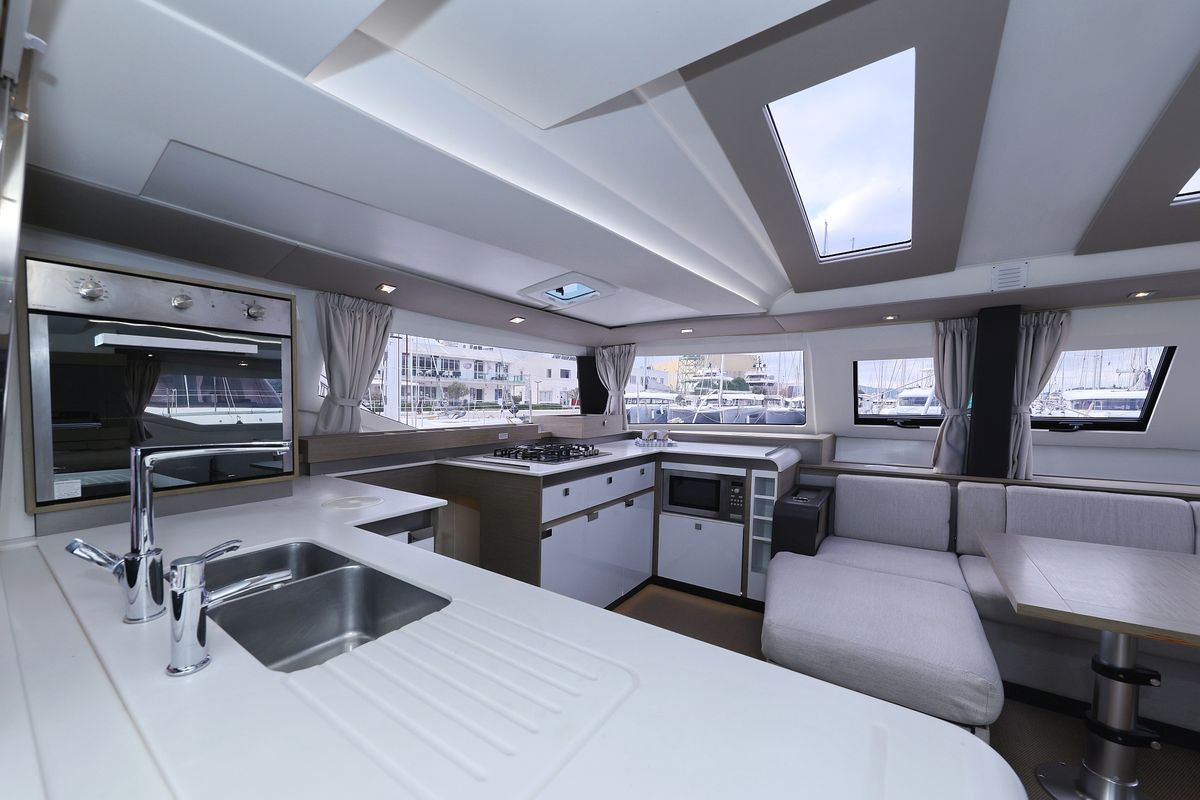 Galley of Sun Office, a Fountaine Pajot Elba 45 catamaran at Grad Trogir, Croatia