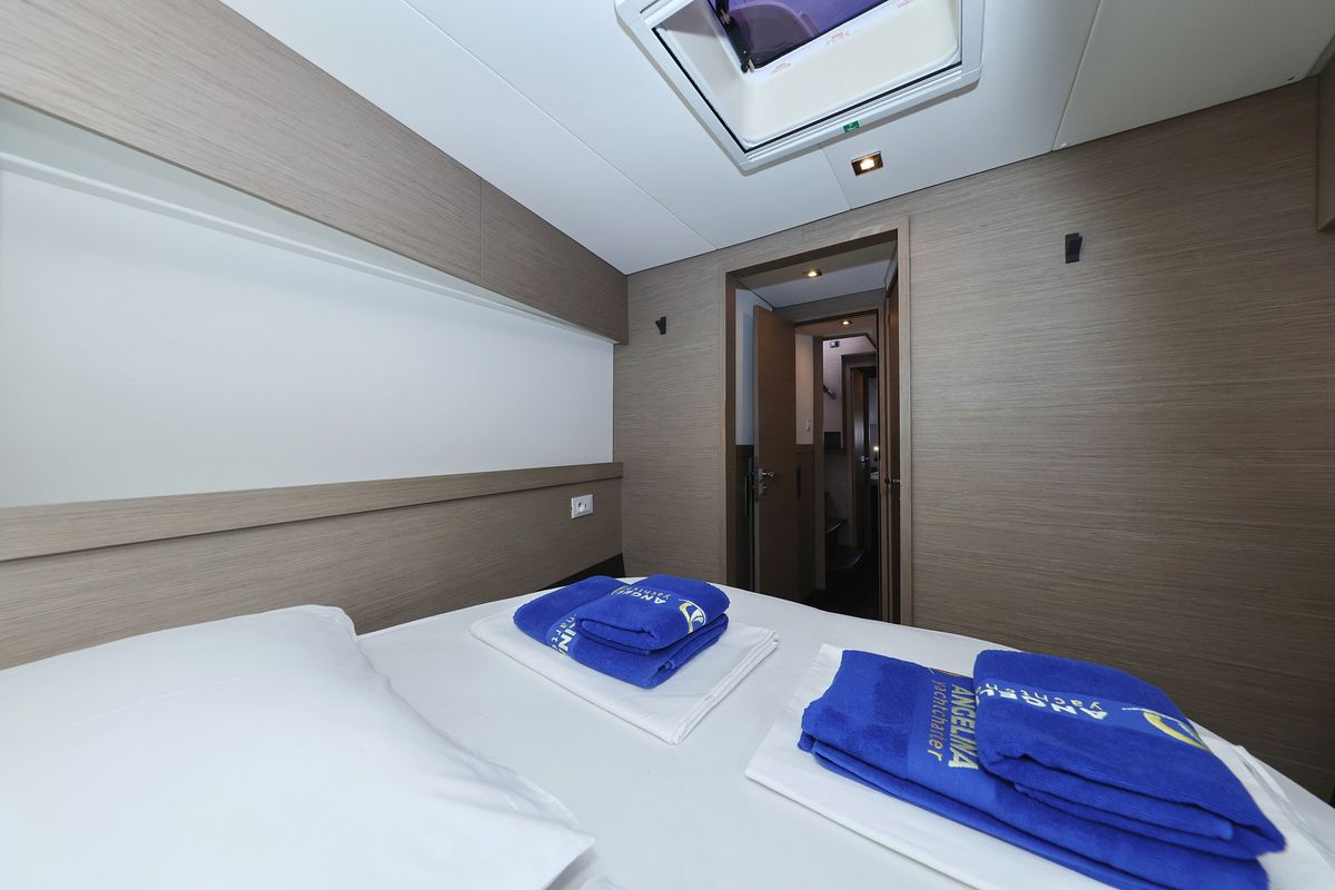 Cabin on Sun Office, a Fountaine Pajot Elba 45 catamaran at Grad Trogir, Croatia