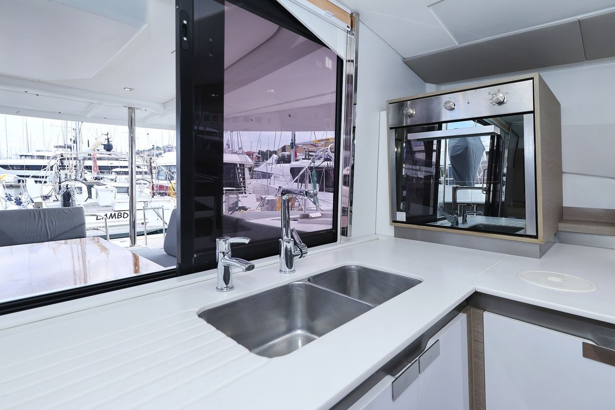 Galley of Sun Office, a Fountaine Pajot Elba 45 catamaran at Grad Trogir, Croatia
