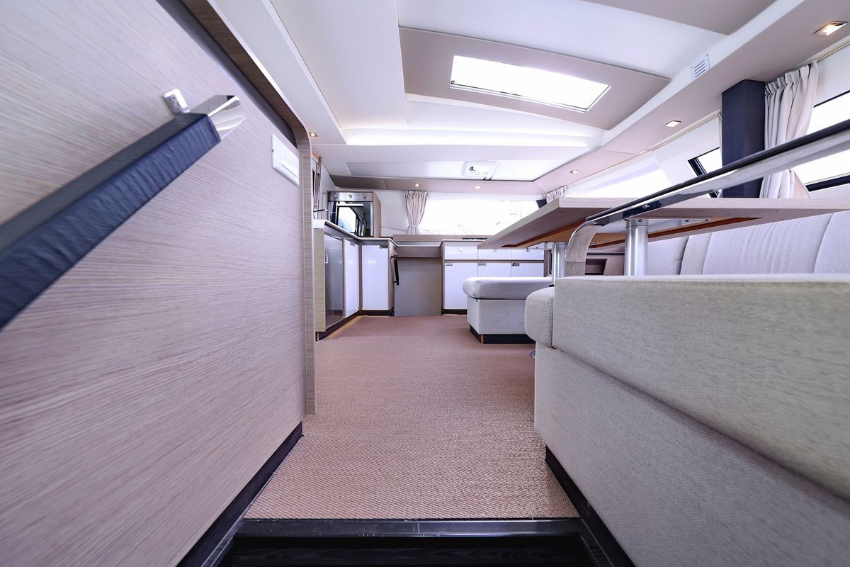 Salon of Sun Office, a Fountaine Pajot Elba 45 catamaran at Grad Trogir, Croatia