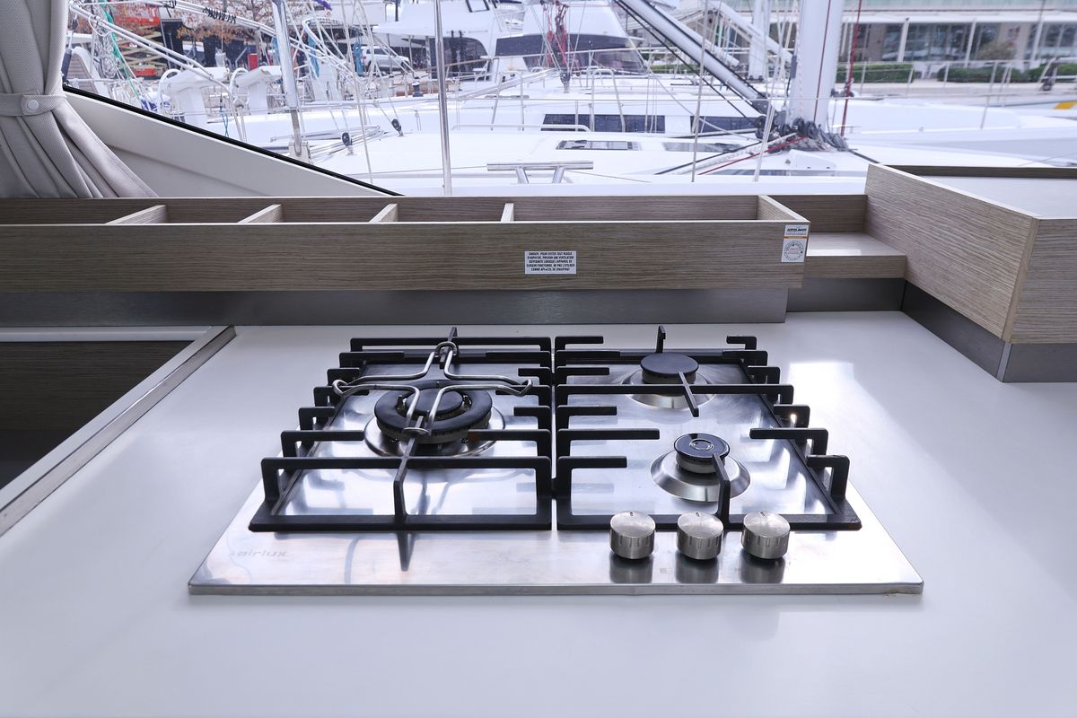 Galley of Sun Office, a Fountaine Pajot Elba 45 catamaran at Grad Trogir, Croatia