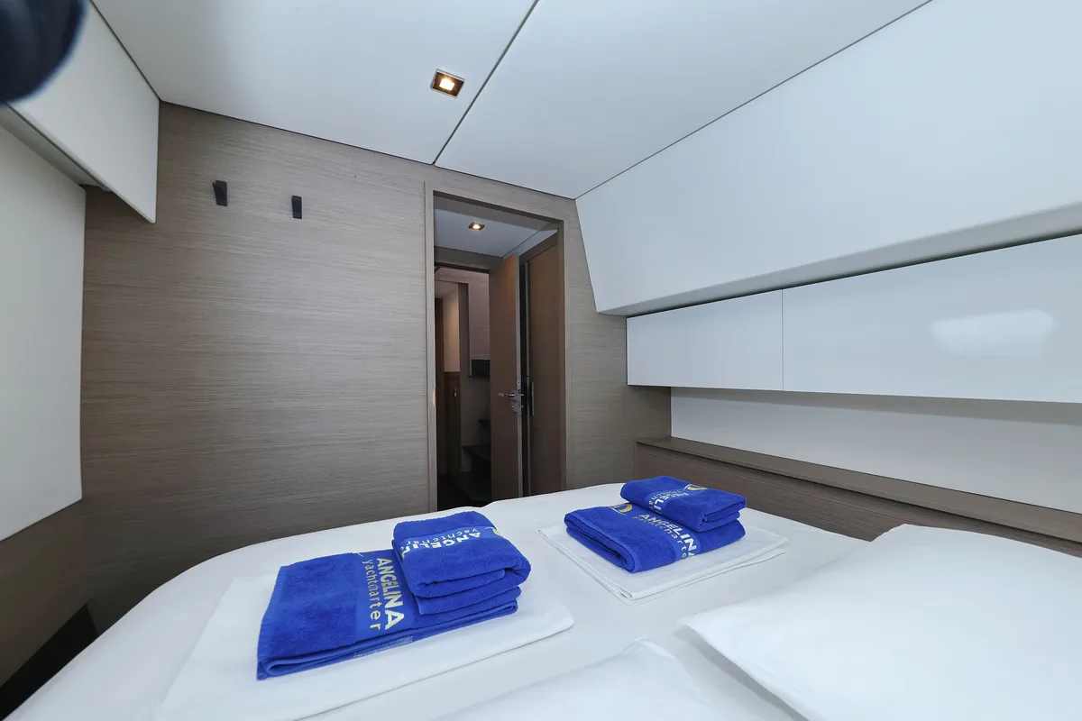 Cabin on Sun Office, a Fountaine Pajot Elba 45 catamaran at Grad Trogir, Croatia