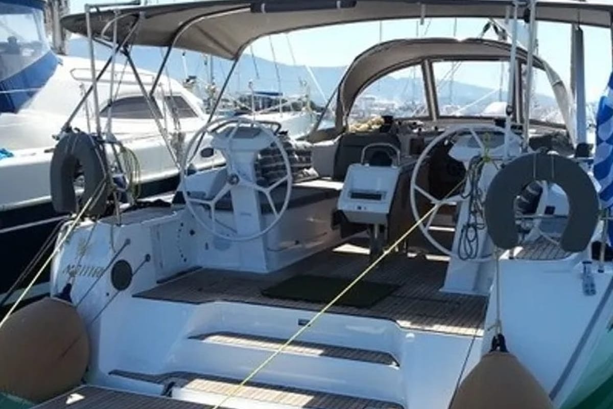 Cockpit of Amore Bavaria 46 Cruiser, a Bavaria 46 Cruiser sailboat at Municipal Unit of Lefkada, Greece