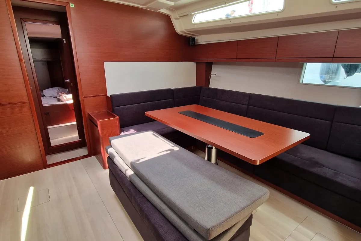 Salon of Moby Dick, a Hanse Yachts Hanse 508 sailboat at Lavreotiki Municipal Unit, Greece
