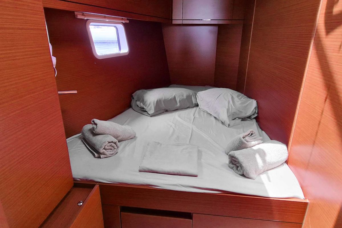 Cabin on Moby Dick, a Hanse Yachts Hanse 508 sailboat at Lavreotiki Municipal Unit, Greece