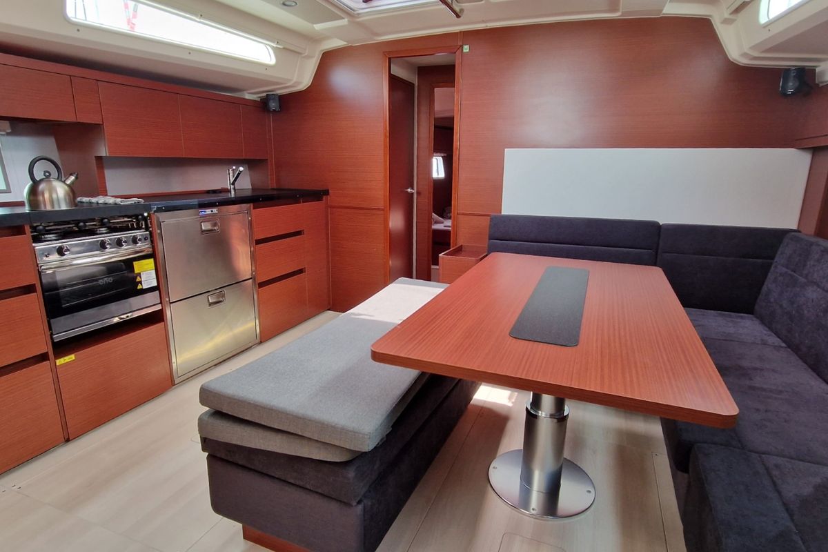 Galley of Moby Dick, a Hanse Yachts Hanse 508 sailboat at Lavreotiki Municipal Unit, Greece
