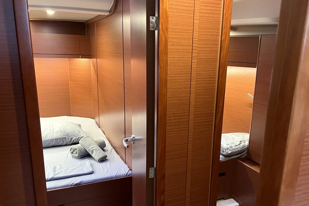 Cabin on Moby Dick, a Hanse Yachts Hanse 508 sailboat at Lavreotiki Municipal Unit, Greece