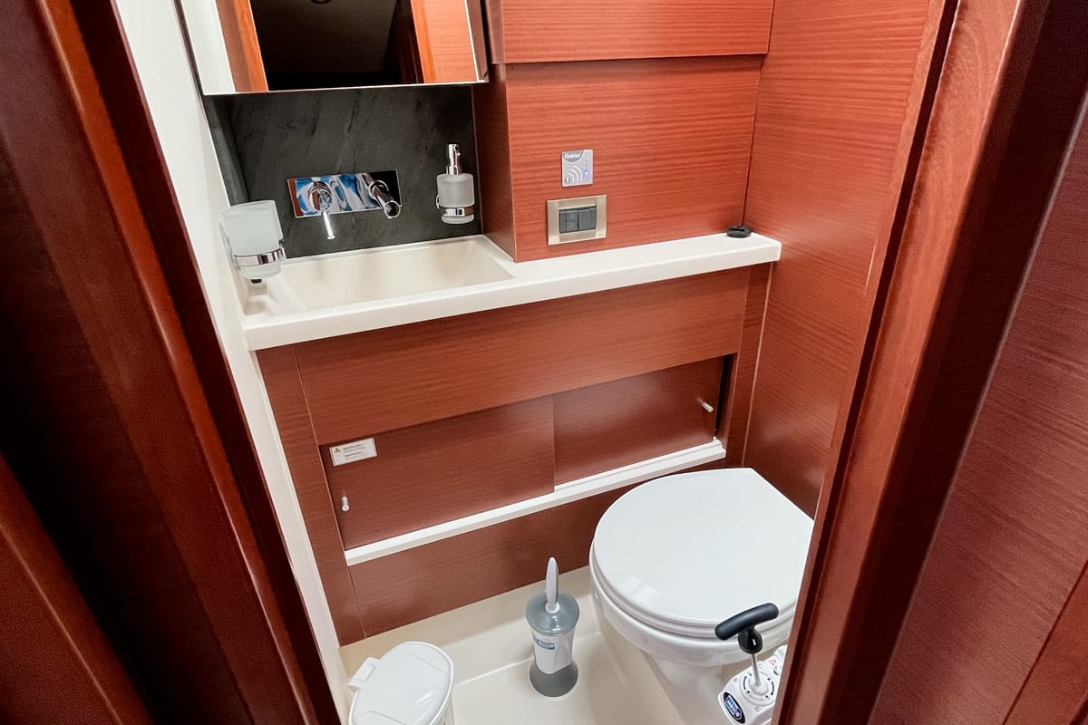Galley of Moby Dick, a Hanse Yachts Hanse 508 sailboat at Lavreotiki Municipal Unit, Greece