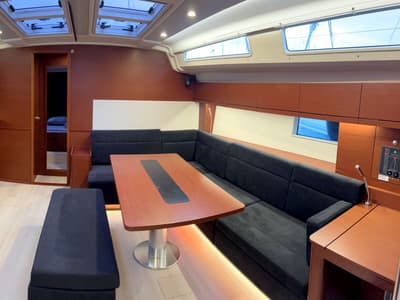 Salon of Moby Dick, a Hanse Yachts Hanse 508 sailboat at Lavreotiki Municipal Unit, Greece