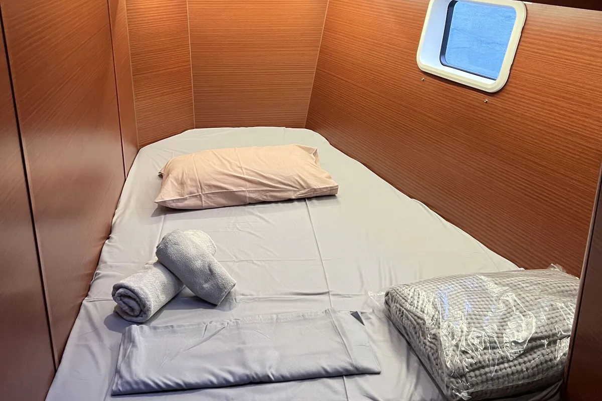 Cabin on Moby Dick, a Hanse Yachts Hanse 508 sailboat at Lavreotiki Municipal Unit, Greece