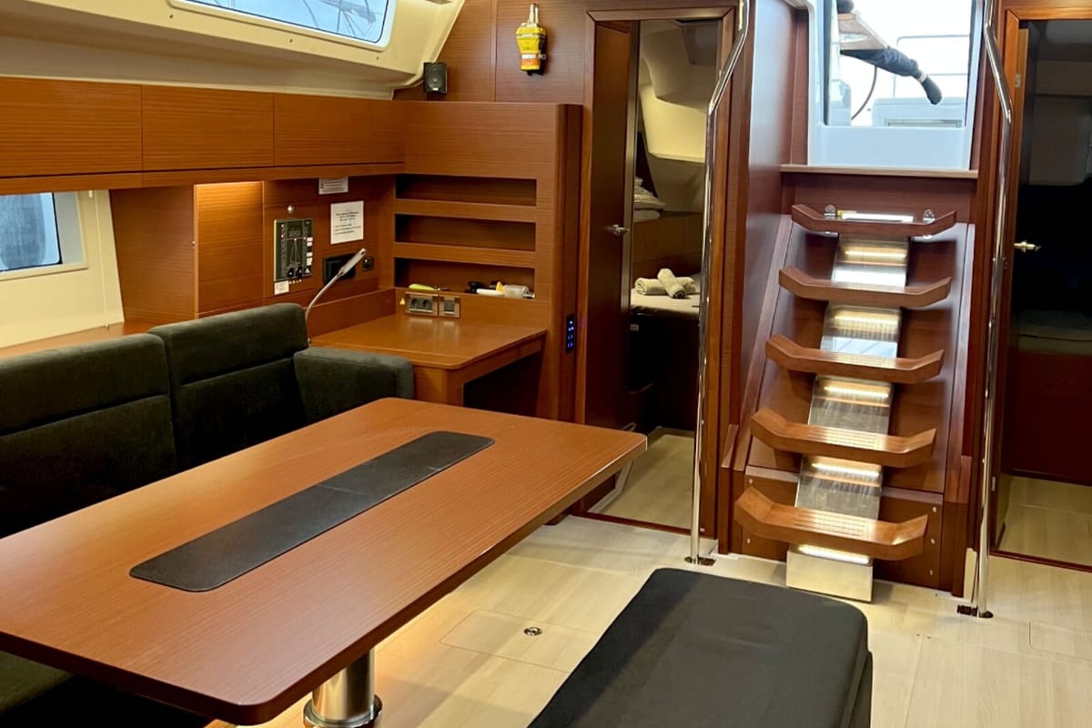 Salon of Moby Dick, a Hanse Yachts Hanse 508 sailboat at Lavreotiki Municipal Unit, Greece