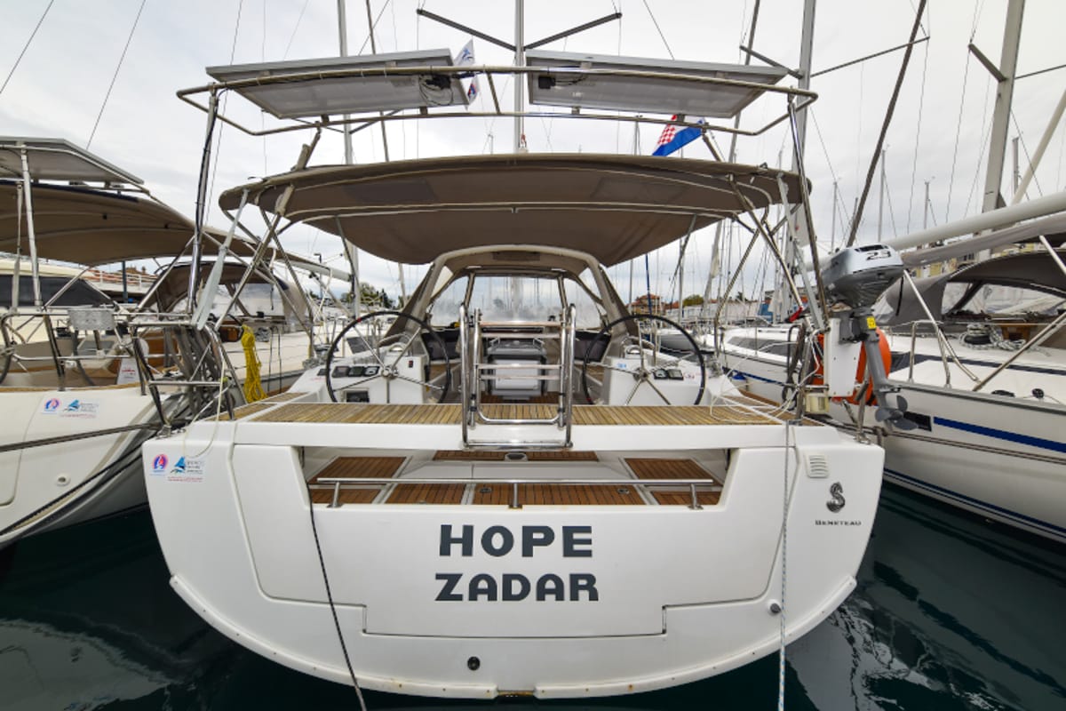 Exterior view of Hope, a Beneteau Oceanis 41 sailboat at Zadar, Croatia