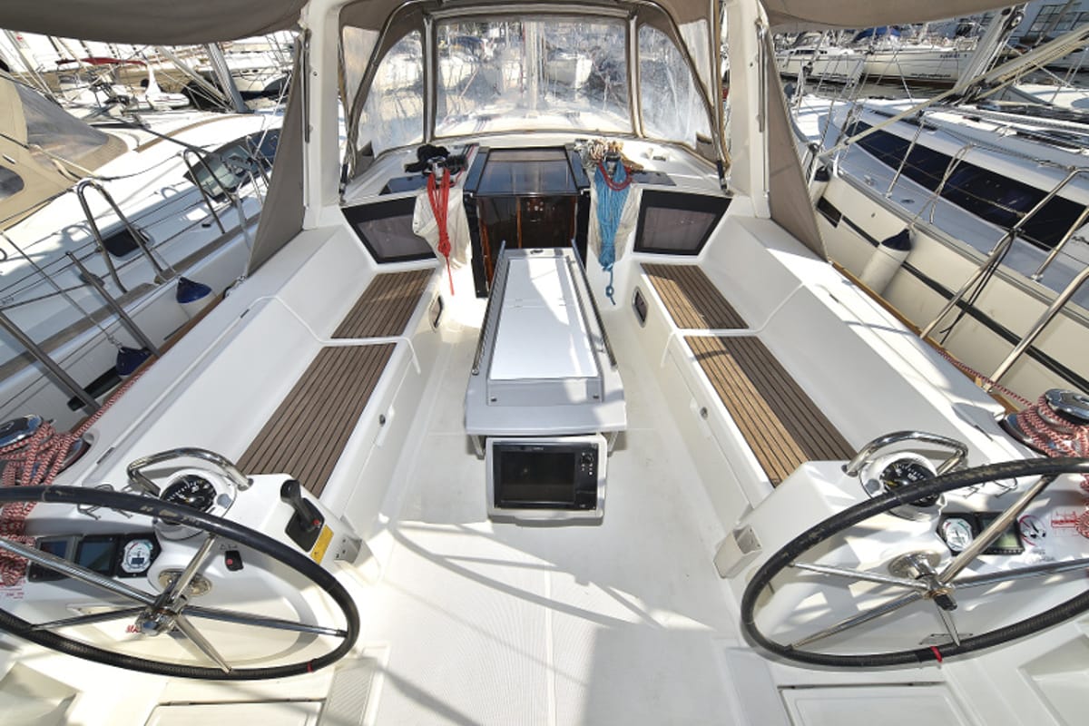 Cockpit of Hope, a Beneteau Oceanis 41 sailboat at Zadar, Croatia