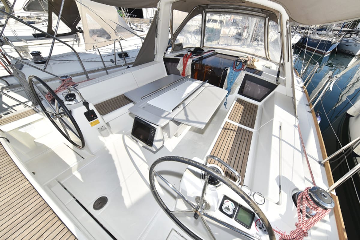 Cockpit of Hope, a Beneteau Oceanis 41 sailboat at Zadar, Croatia