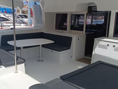 Deck of Sunsail Lagoon 450F Classic, a Lagoon 450 Fly catamaran at Tonnarella, Italy
