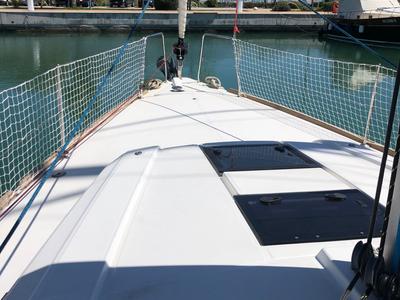 Deck of Amaral, a Beneteau Oceanis 38 sailboat at Salerno, Italy