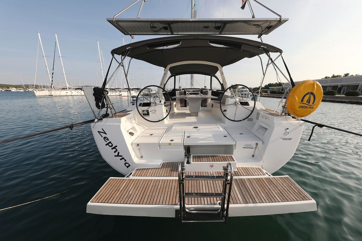 Exterior view of Zephyra, a Beneteau Oceanis 45 sailboat at Općina Sukošan, Croatia