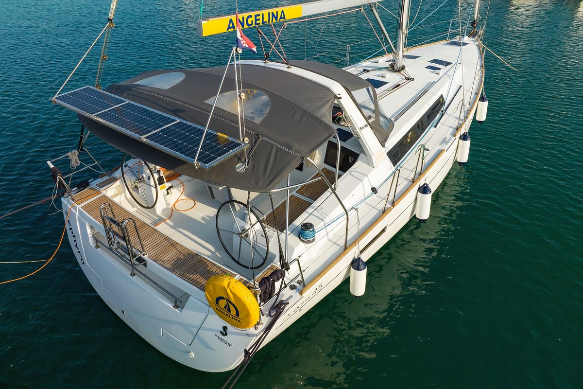 Exterior view of Zephyra, a Beneteau Oceanis 45 sailboat at Općina Sukošan, Croatia