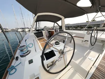 Cockpit of Zephyra, a Beneteau Oceanis 45 sailboat at Općina Sukošan, Croatia