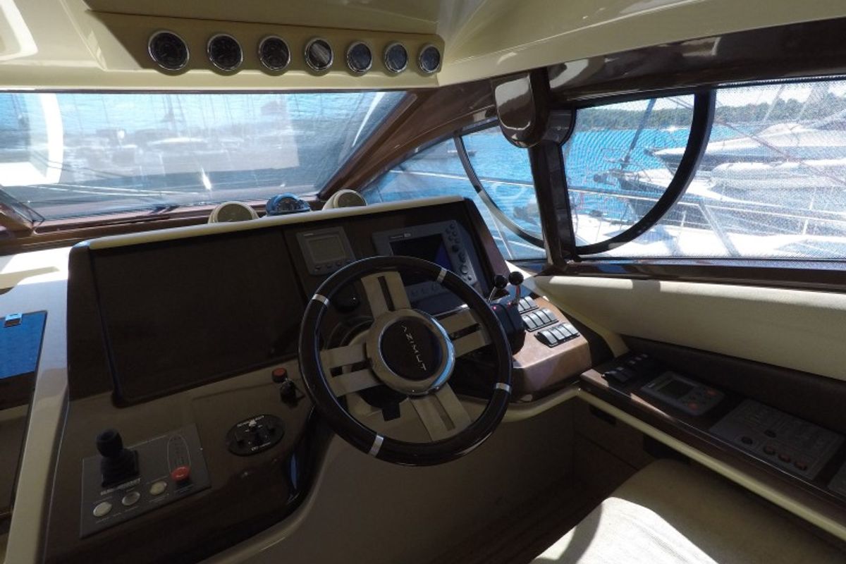 Cockpit of Luma, a Azimut 47 yacht at Grad Šibenik, Croatia