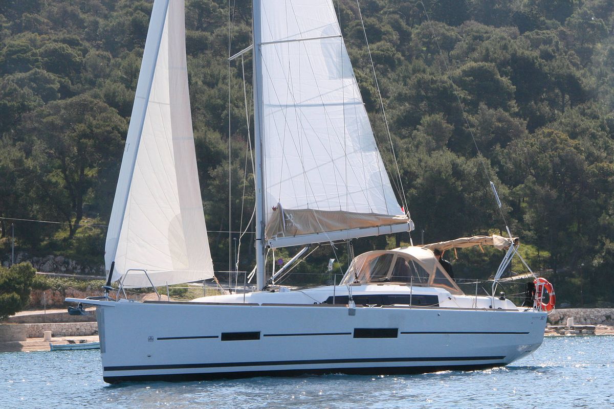 Exterior view of Henry, a Dufour 382 GL sailboat at Općina Rogoznica, Croatia