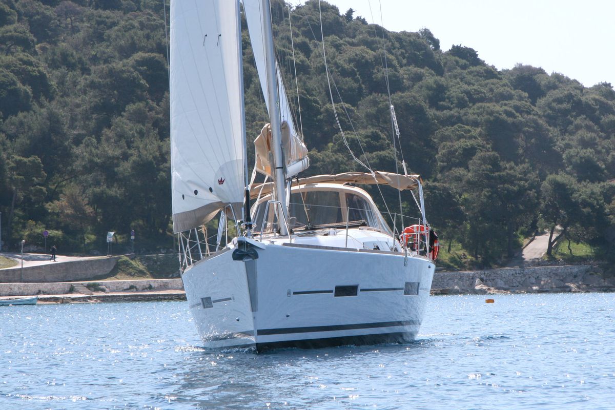 Exterior view of Henry, a Dufour 382 GL sailboat at Općina Rogoznica, Croatia