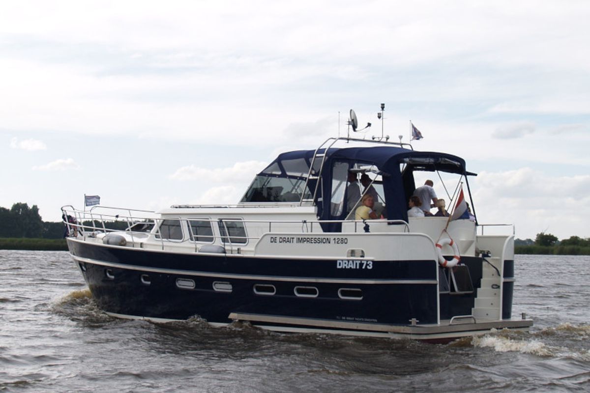 Exterior view of Drait 72, a De Drait Impression 1280 motorboat at Drachten, Netherlands