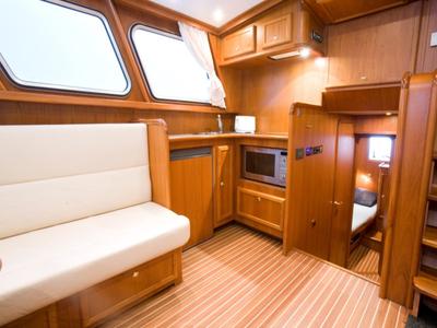 Salon of Drait 72, a De Drait Impression 1280 motorboat at Drachten, Netherlands