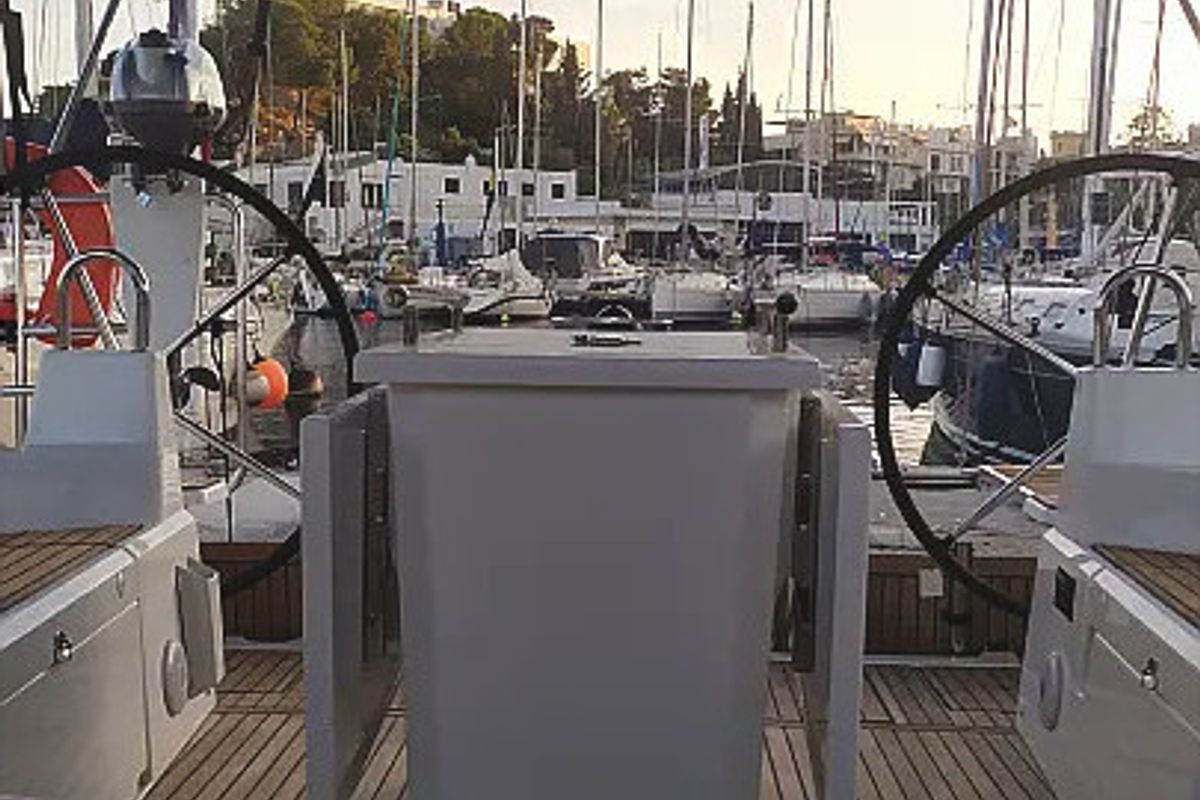 Cockpit of Maranel, a Beneteau Oceanis 40.1 sailboat at Salamina Municipal Unit, Greece