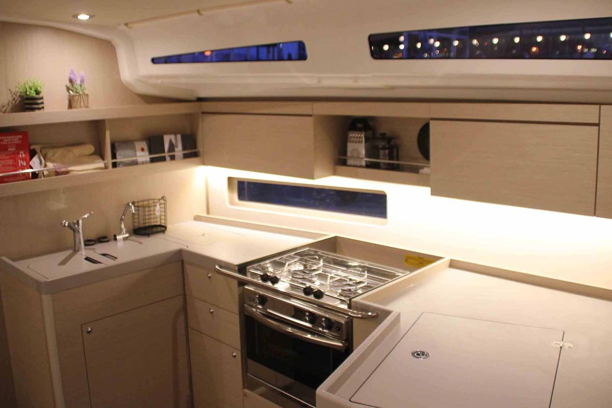 Galley of Maranel, a Beneteau Oceanis 40.1 sailboat at Salamina Municipal Unit, Greece