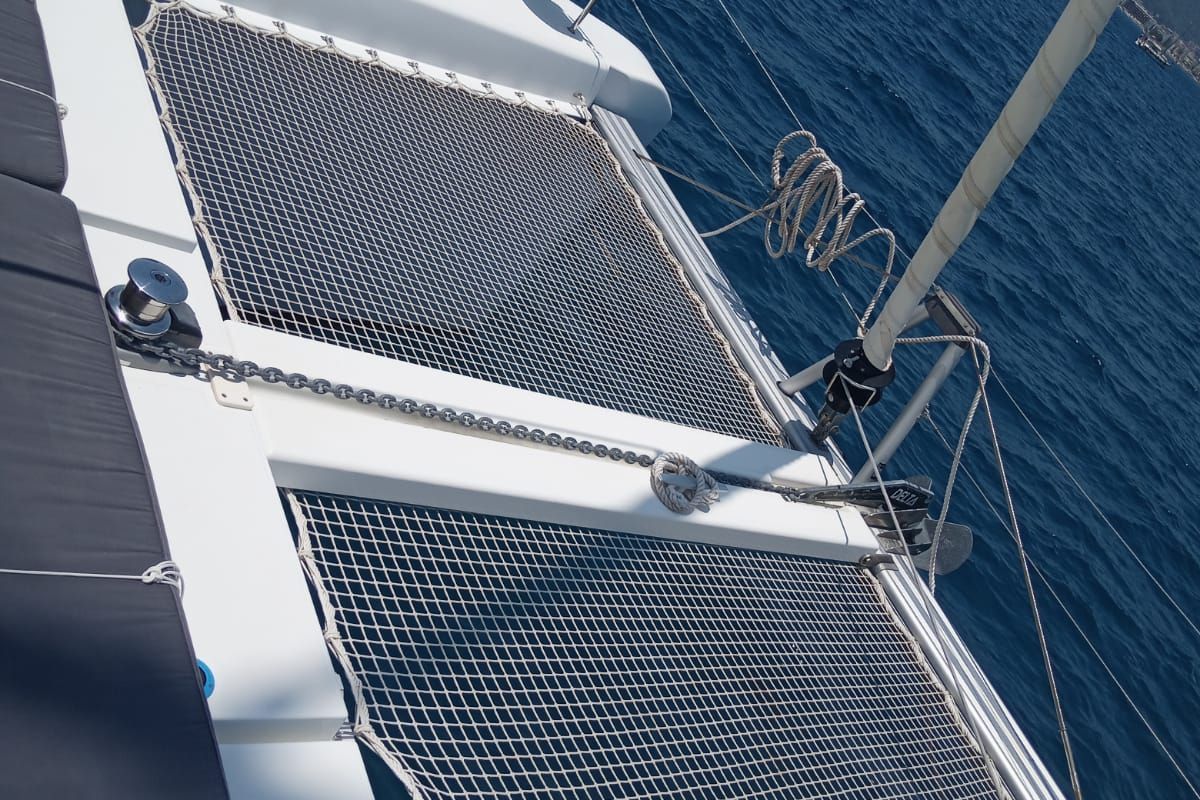 Deck of Shima, a Lagoon 40 catamaran at Marmaris, Turkey