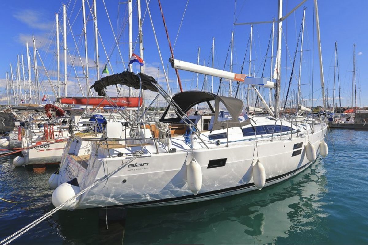 Exterior view of Athena, a Elan Impression 50.1 sailboat at Grad Biograd na Moru, Croatia
