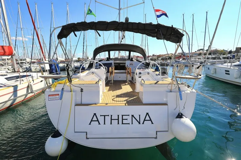 Exterior view of Athena, a Elan Impression 50.1 sailboat at Grad Biograd na Moru, Croatia