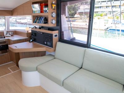 Salon of Ela Thalassa III, a Bali Catsmart catamaran at Municipal Unit of Lefkada, Greece