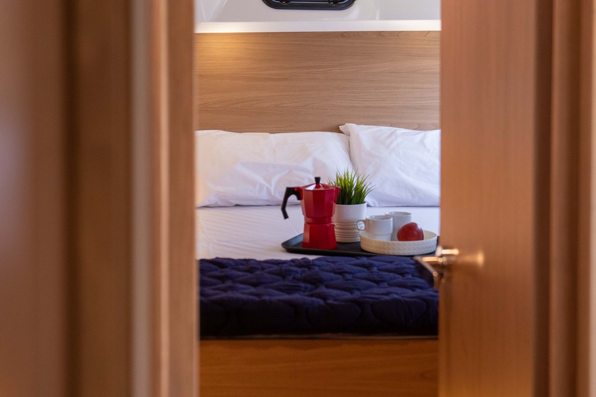 Cabin on Ela Thalassa III, a Bali Catsmart catamaran at Municipal Unit of Lefkada, Greece