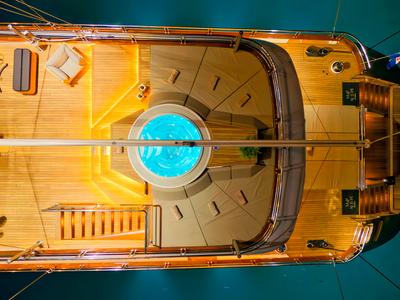 Deck of Marallure, a Gulet Motor sailer sailboat at Split, Croatia