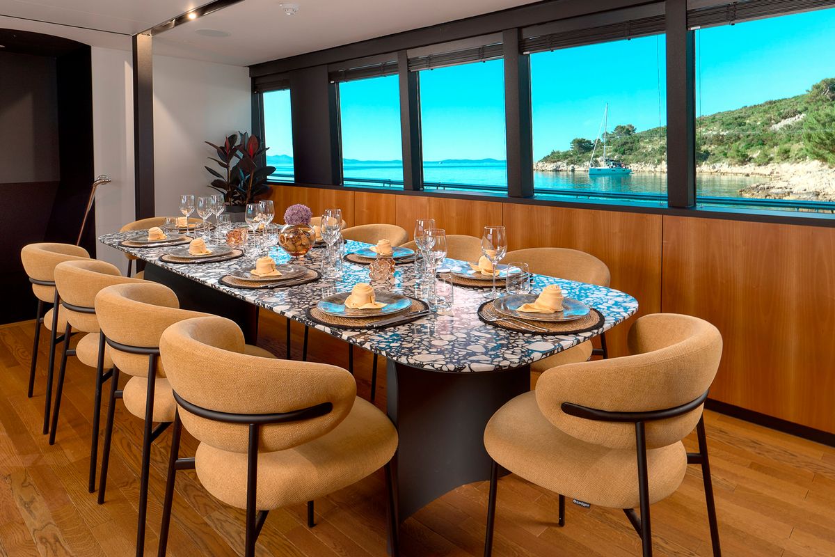 Salon of Marallure, a Gulet Motor sailer sailboat at Split, Croatia