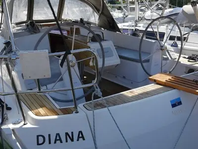 Cockpit of Diana, a Bavaria Cruiser 37 sailboat at Zadar, Croatia