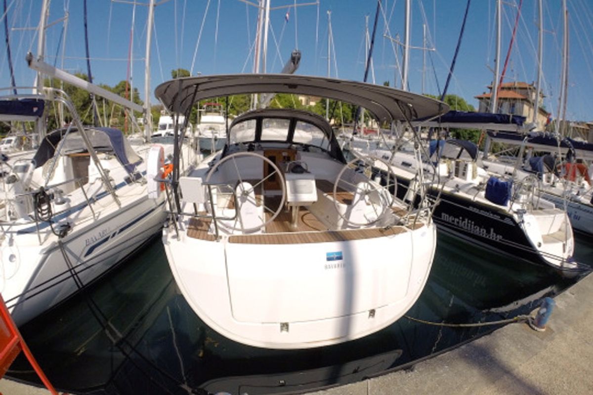 Exterior view of Diana, a Bavaria Cruiser 37 sailboat at Zadar, Croatia