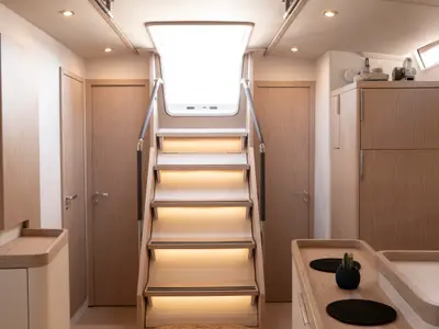 Salon of Izanami, a Beneteau First Yacht 53  sailboat at Lavreotiki Municipal Unit, Greece