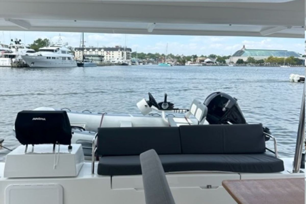 Deck of Zensation, a Fountaine Pajot Tanna 47 catamaran at Chesapeake, United States